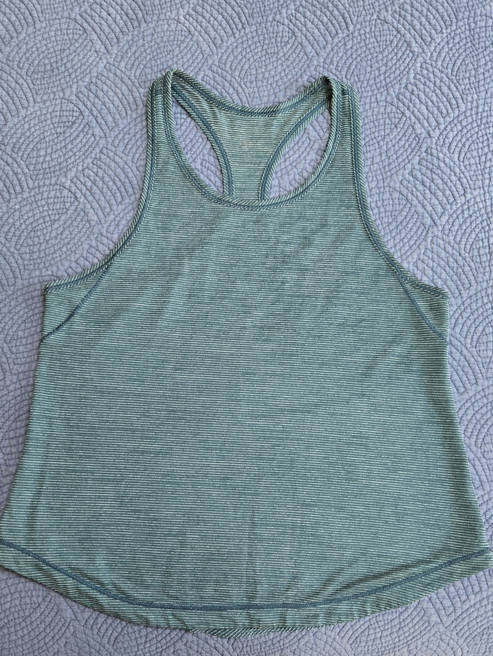 Lululemon Striped Racerback Tank Top in Sage Green And Grey— Women
